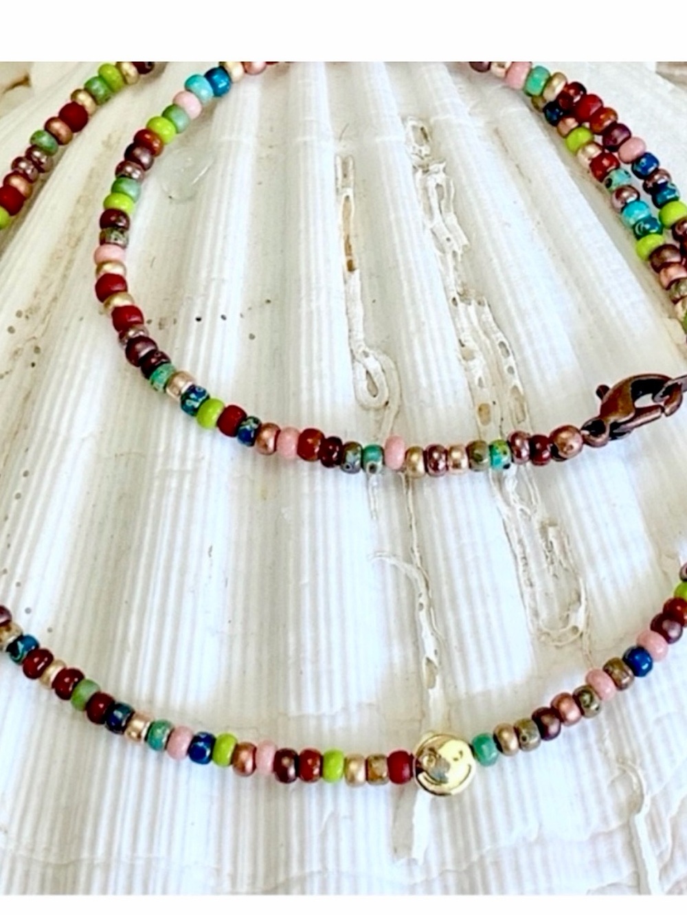 Colorful Myuki  Beaded Smiley Face Necklace